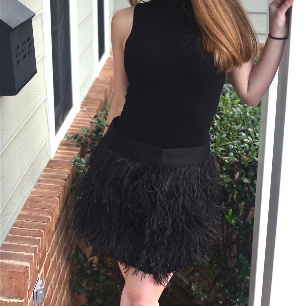 Milly Women’s Ostrich Feather A-Line Skirt